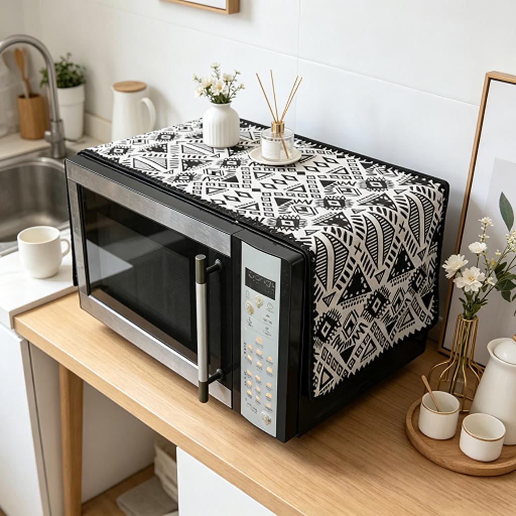 30x90cm Easy to Install Cotton Linen Microwave Dust Cover Anti Dust Cover