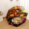 Floral Wallpaper With Colorful Flowers On A Yellow Background Automatic Umbrella Retractable Design With 8Rib Durability Durable Plastic Iron For