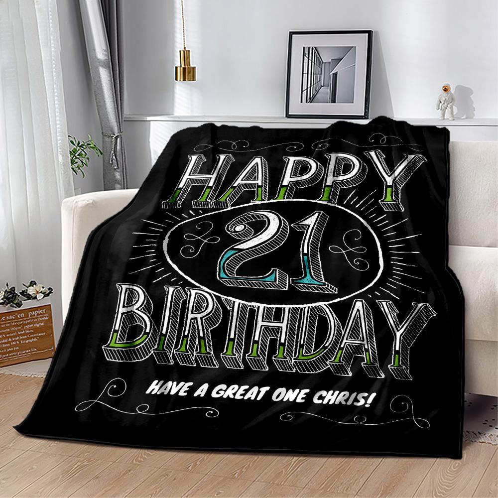 1pc 21th Birthday Celebration Blanket Soft and Warm for Sofa Office Camping Travel Livingroom Great Gift for Friends and Family Comfortable