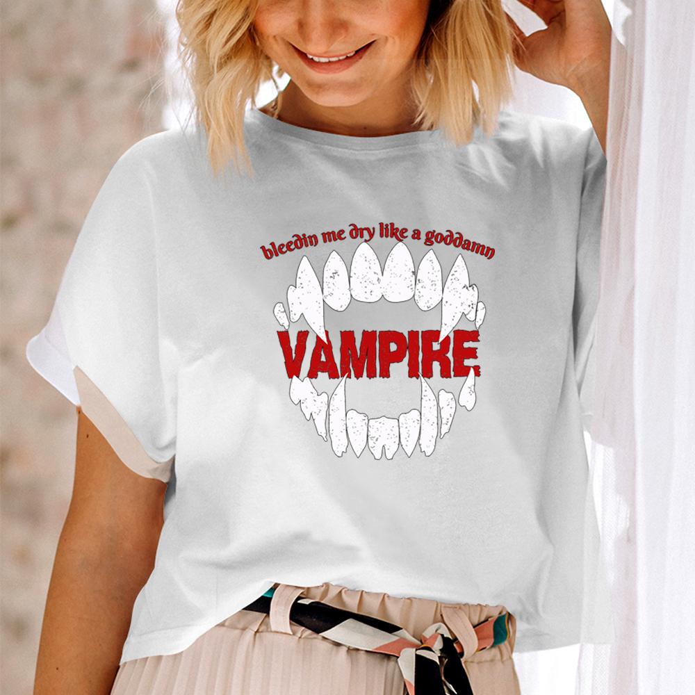 ZX TEE Like A Goddamn Vampire T-Sirt Unisex Gift For Olivia Fan Rodrigo Halloween Horror Short Sleeve Shirt Vintage Graphic Top