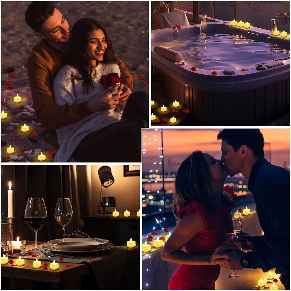 24Pcs Heart Shape Heart Electronic Candle LED Flameless Tealight Candles  Wedding Anniversary