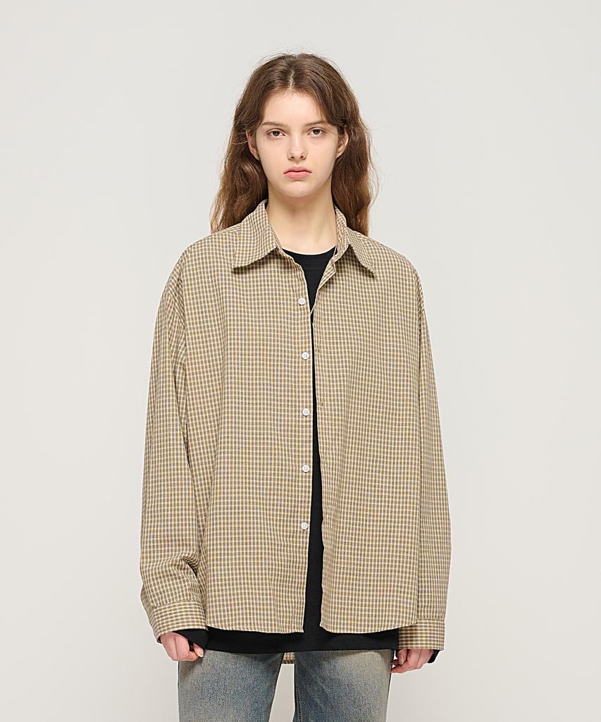 CARGOBROS FOR WOMAN Wrinkle-Free Simple Check Shirt (Beige)
