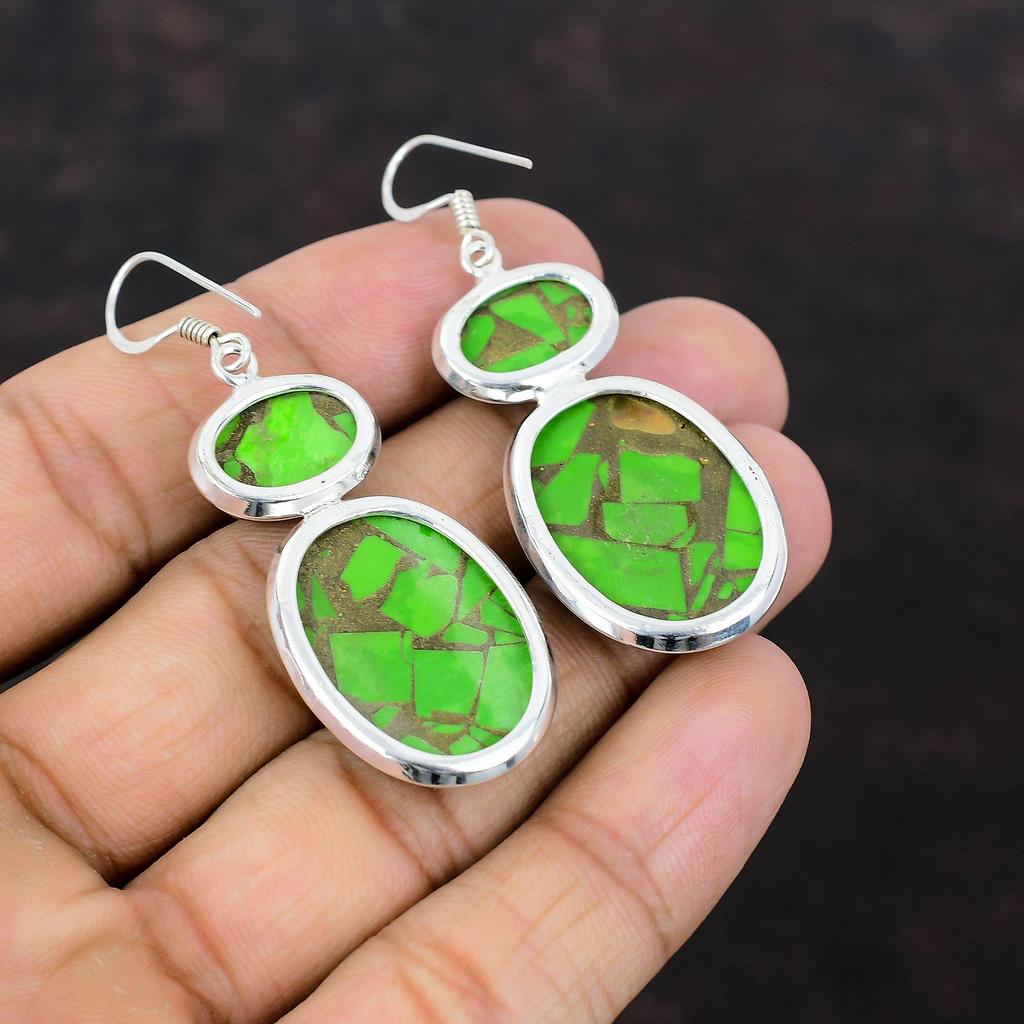 Copper Green Turquoise Earring Handmade Birthstone Jewelry 925 Sterling Silver Earrings Gemstone Earring Gift For Girl Latest Design Jewelry