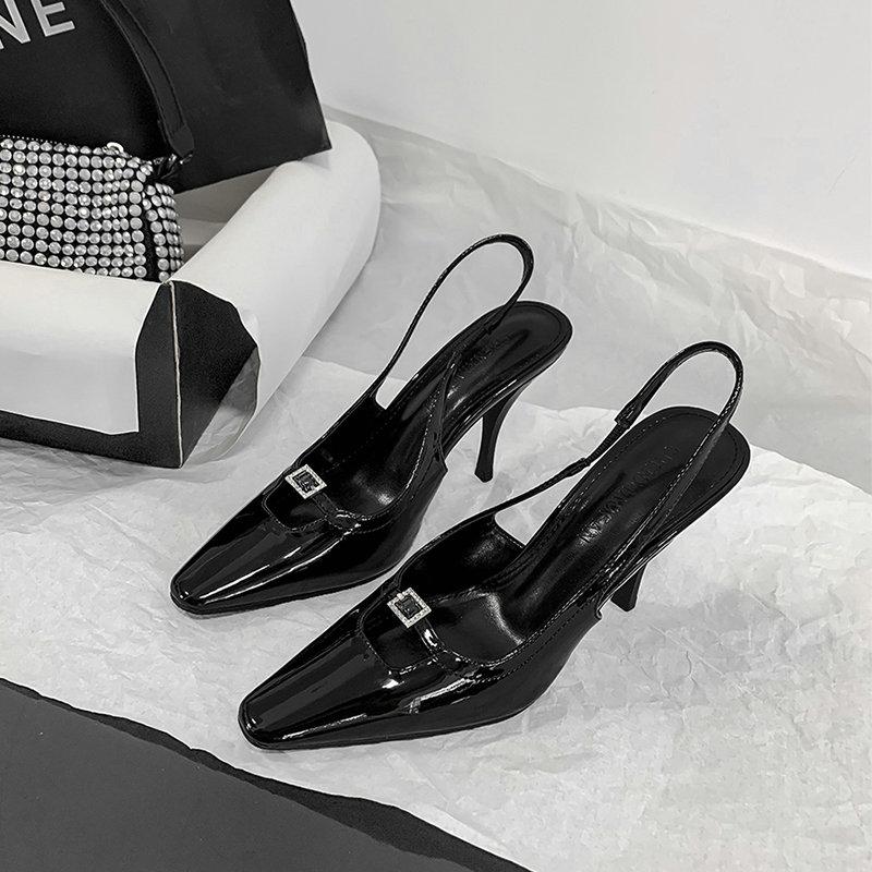 Fashion Small Heel Shoes Niche Design Sense Baotou Sandals Women'S Summer 2024 New Cat Heel Shoes