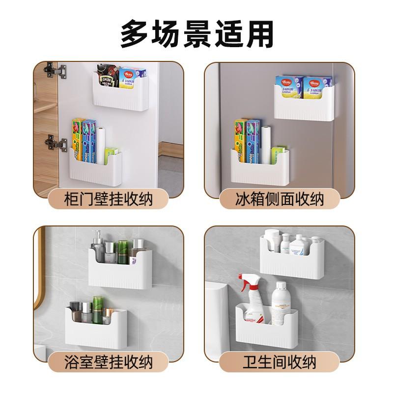 Kitchen Cabinet Door Mount Storage Organizer Plastic Wrap Foil Bags Refrigerator Side Hanging Shelf Modern Minimalist