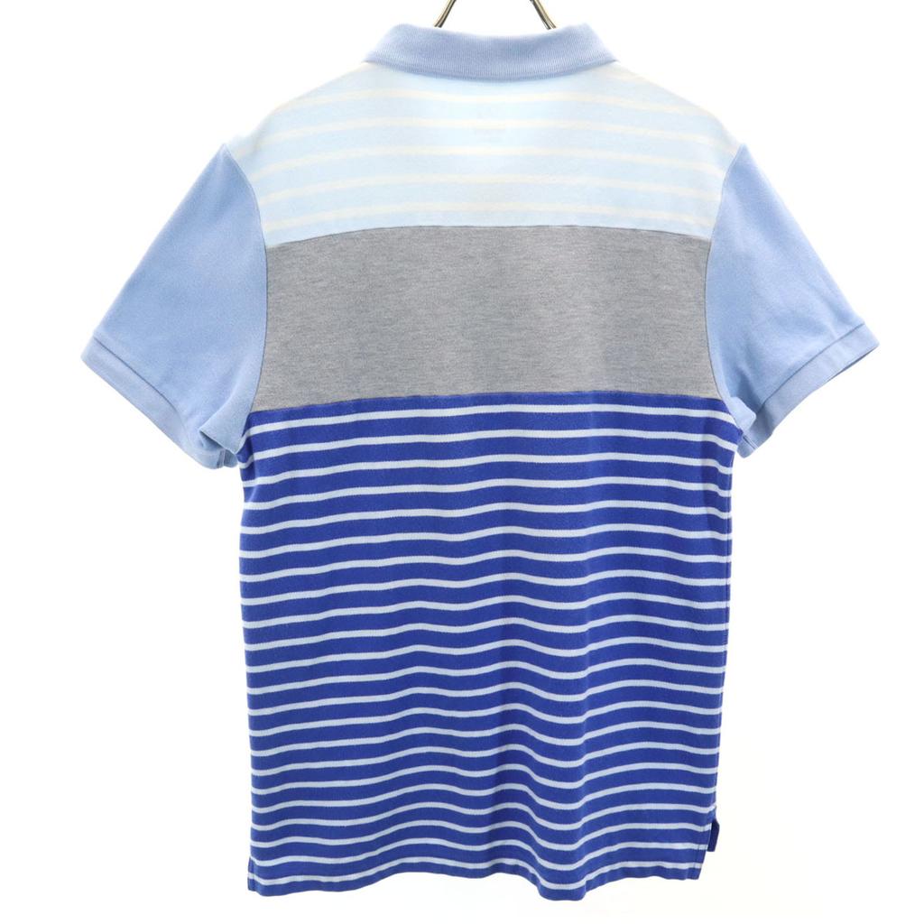 Nike Border Pattern Short Sleeve Polo Shirt M Blue Fawn Men's Used