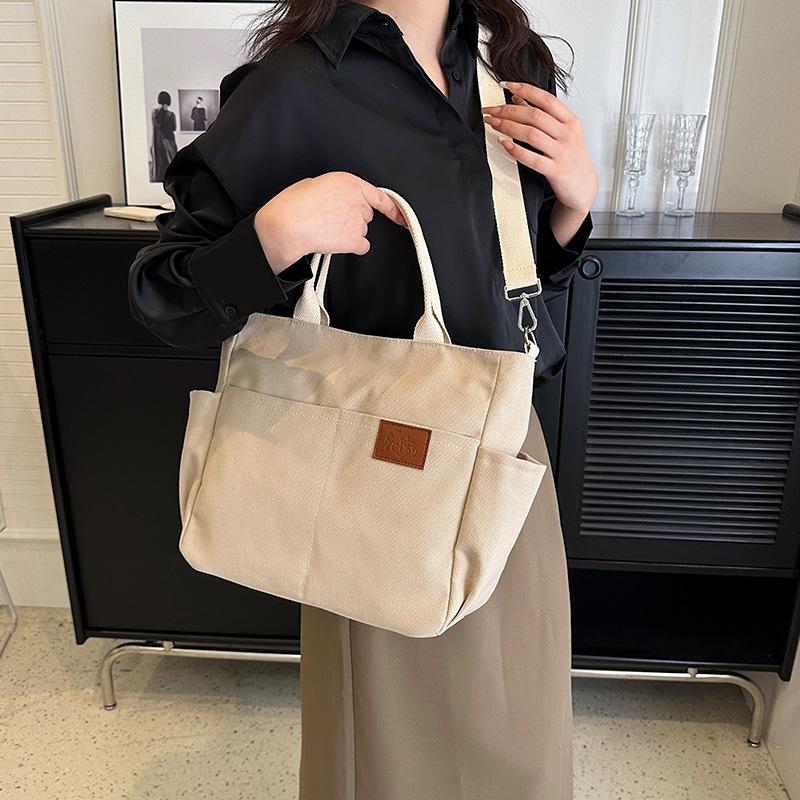 New large-capacity canvas bag women's 2025 retro portable shoulder bag fashionable versatile tote bag