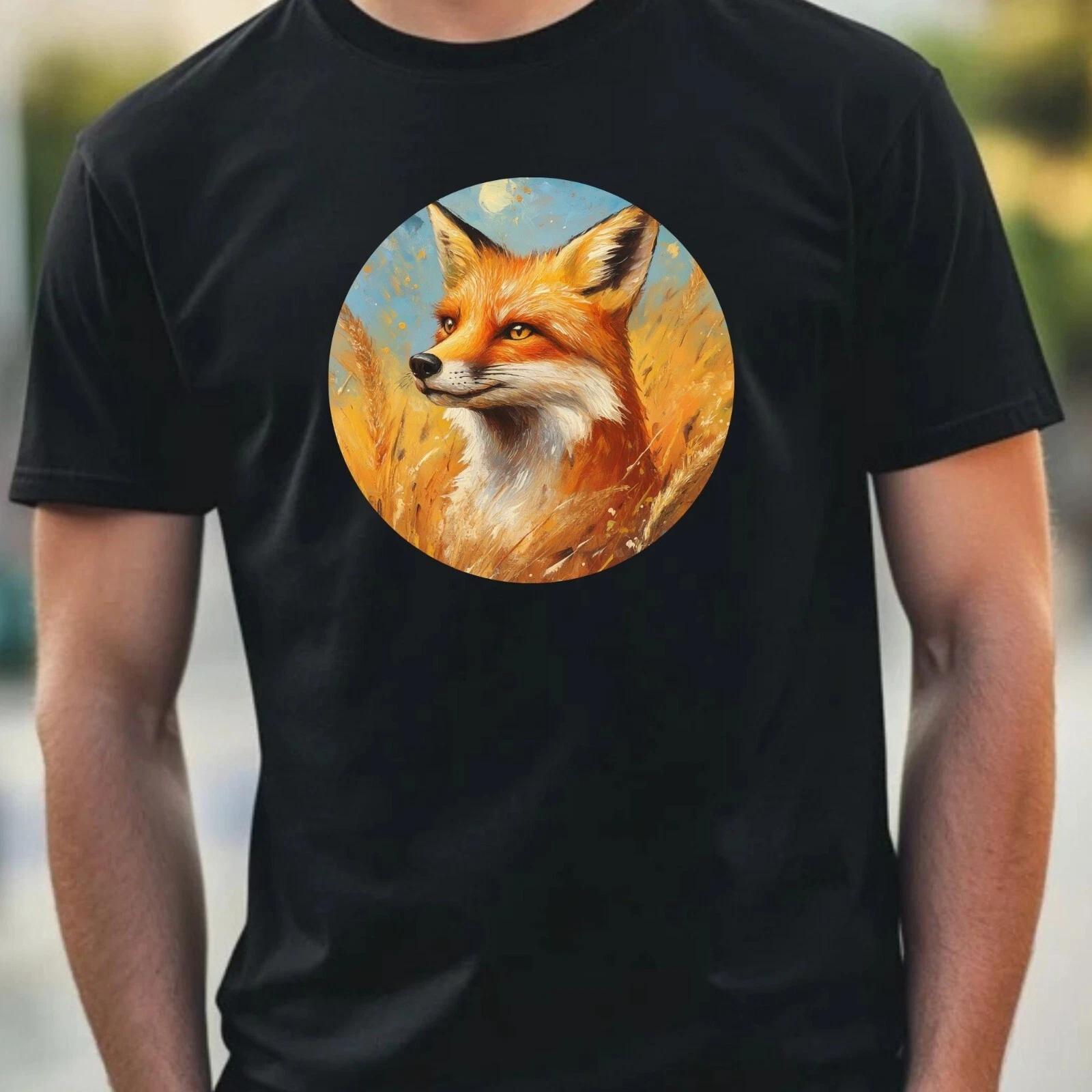 T-Shirt Herren Fuchs Portrait Motiv Baumwolle Größe XS bis 5XL M
