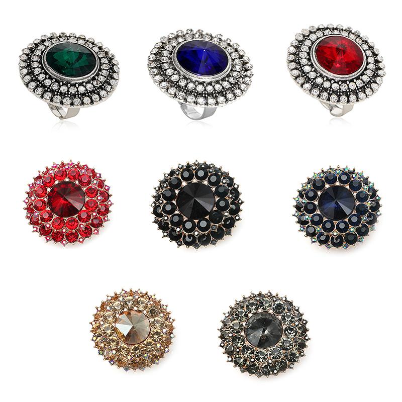 Unique Boho Stone Ring Big Round Rings For Women Vintage Female Wedding Party Jewelry Birthday Gift
