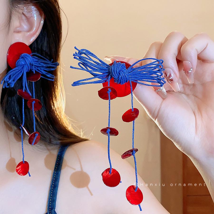 Silver Needle Resin Flower Tassel Earrings: Vintage, Versatile, Light Luxury Fashion Jewelry for Women