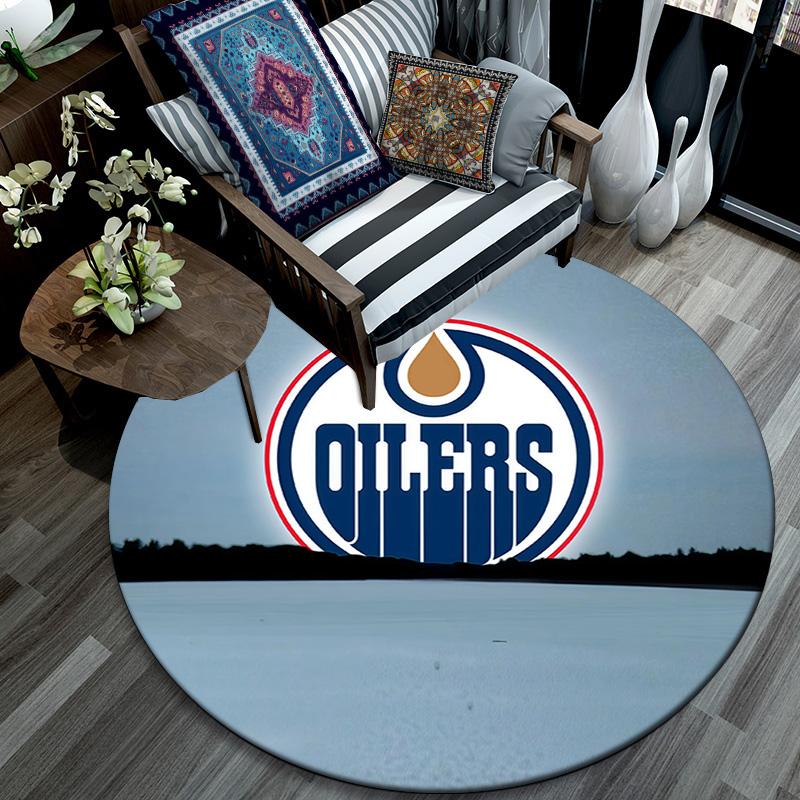 Edmonton Oilers2 Round Area Rug,Carpet Rug for Living Room Bedroom Sofa Playroom Decor,Non-slip Floor Mat