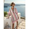 2026 women's V-neck dress seaside vacation 3D printing loose skirt beach