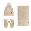 Women Winter Knit Hat Scarf Gloves Set Warm Acrylic Beanie Headband Accessory Cycling Outdoor Daily Wear