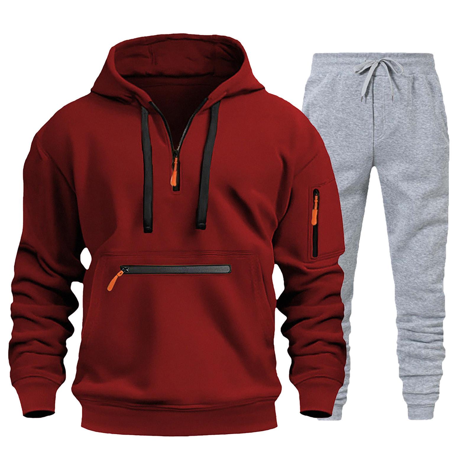 

Чоловічий повсякденний комплект із двох частин, кардиган із ґудзиками та брюками з довгими рукавами XXXL винний