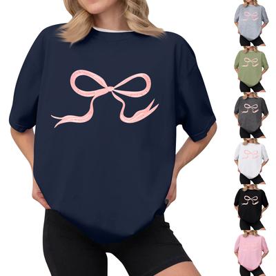 Women's Casual Printed T-Shirt Round Neck Pullover Short Sleeve Top