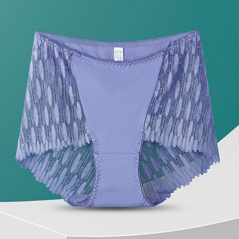 Big Size Female Summer Sexy Lace Hollow Ice Silk Fight Receive Abdomen Lift Hip High Waist Triangle Briefs