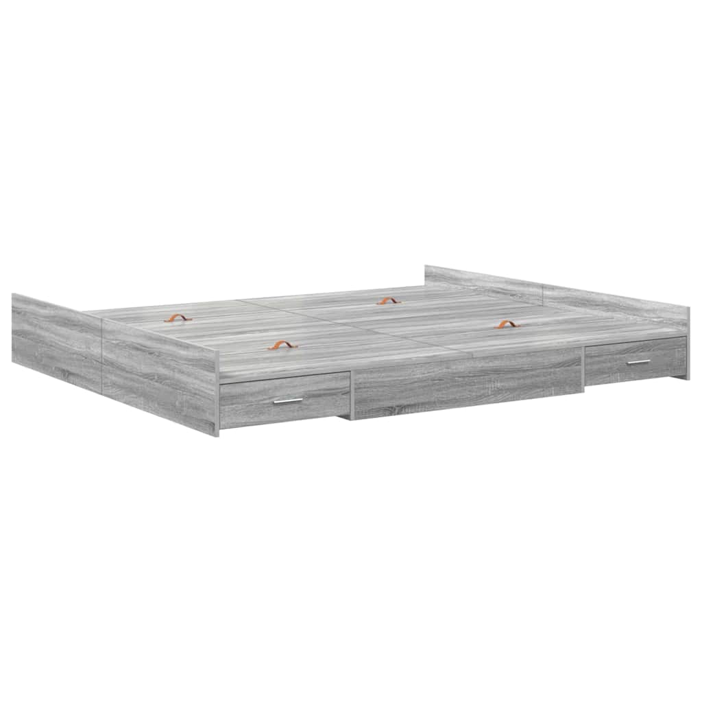 Storage Bed Frame Grey Sonoma 180 x 200 cm