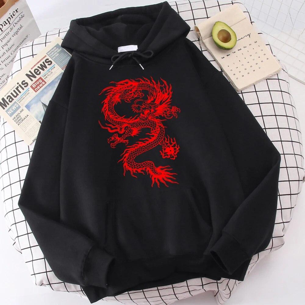 

Red Dragon Tattoo Stickers Funny Printing Hoodies Male Funny Oversized Sweatshirt Novelty Street Clothes Soft Loose Hoodie Unisex
