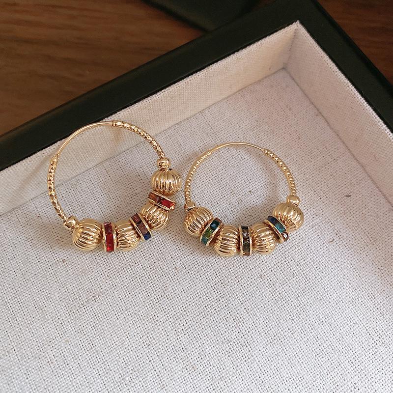 Retro Zircon Round Ear Cuffs - Luxury Court Style Earrings for Women