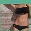 Bikini Sexy Estivo di Qualità Premium con Spacco, Monocolore, Frange, Schiena Scoperta, Costume da Bagno, Set Retrò per uno Stile Definitivo