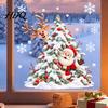 Santa Claus Elk Pattern Decor Xmas Tree Window Sticker Static Cling Snowy Christmas Clings Decal Removable Waterproof PVC Decal for Glass