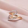New  Rose Gold With  Color Women Rings Micro-Wax Inlay Natural Zircon Wave Rings Fashion Wedding Fine Jewelry