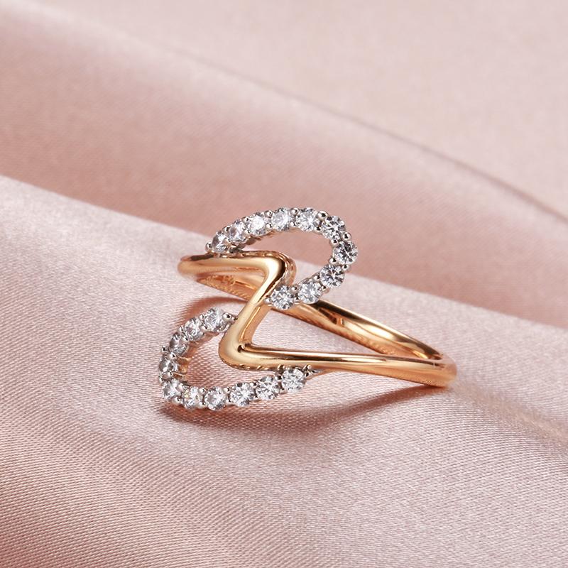 New  Rose Gold With  Color Women Rings Micro-Wax Inlay Natural Zircon Wave Rings Fashion Wedding Fine Jewelry