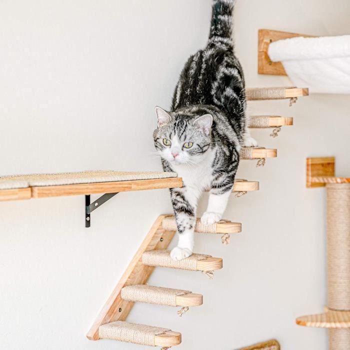Étagère d'escalade murale - fukumaru - griffoir en jute - bois - intérieur - pour chat