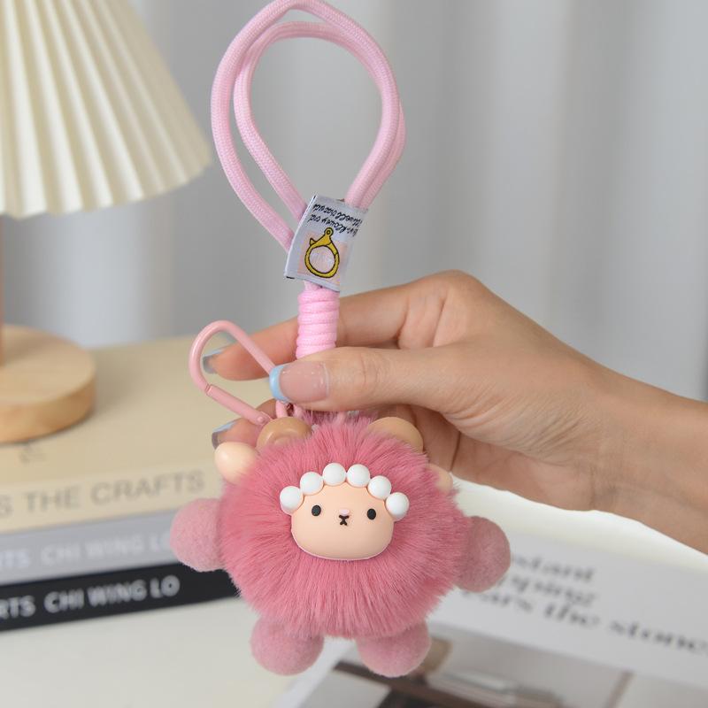 Plush Sheep Fluffy Bag Charm Cute Keychain for Car Keys and Decoration