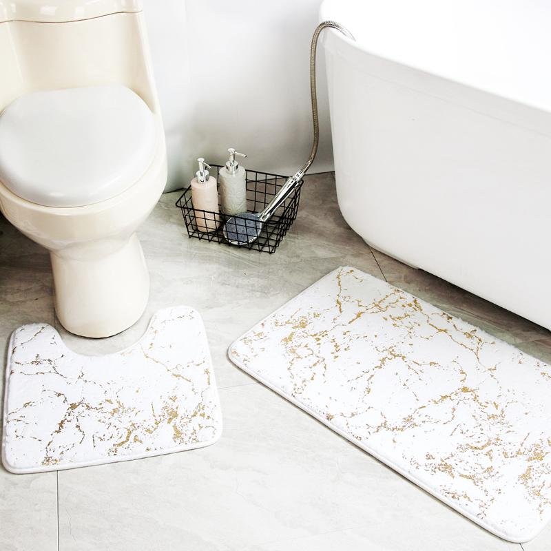 Badematte 3er-Set Home Toilettenmatte Wohnzimmer Badezimmer Golddruck Rutschfester Teppich Duschmatte Schlafzimmer Druck Bodenmatte
