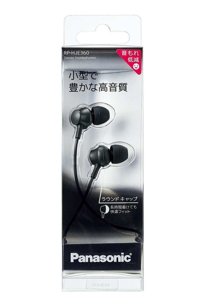 Panasonic In-Ear Earphones, Black, RP-HJE360-K