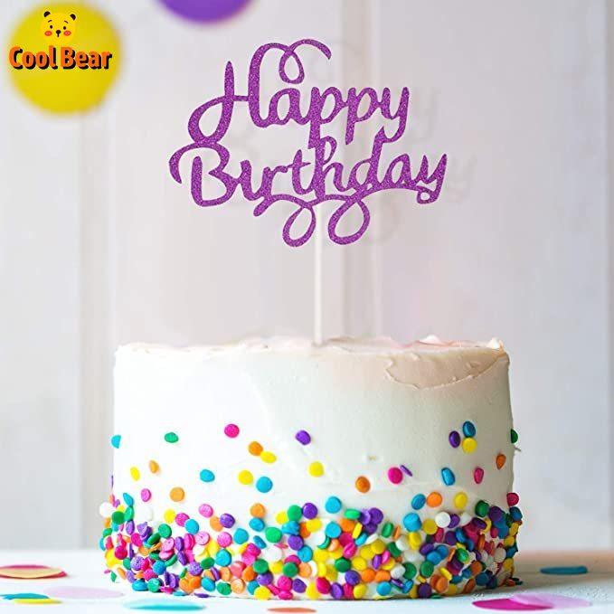 12 Topper Torta Happy Birthday | 6 Colori Glitterati | Decorazioni Compleanno Per Dolci E Cupcake - Foto 3