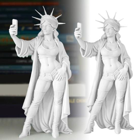 Sexy Statue of Liberty Modern Lady Liberty Selfie Sculpture 250th Anniversary Collectible Liberty Goddess Figurine for Living Room Table New York City
