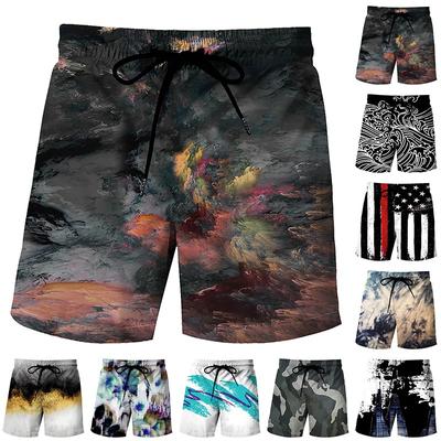 Shorts de praia casuais masculinos Shorts de praia com estampa de bandeira