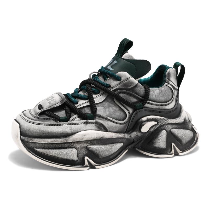 Fashion Chunky Sneaker Men Designer Sport Shoes Fashion Casual Microfiber Leather Fabric Breathable Height Increased Flat Platform Shoes