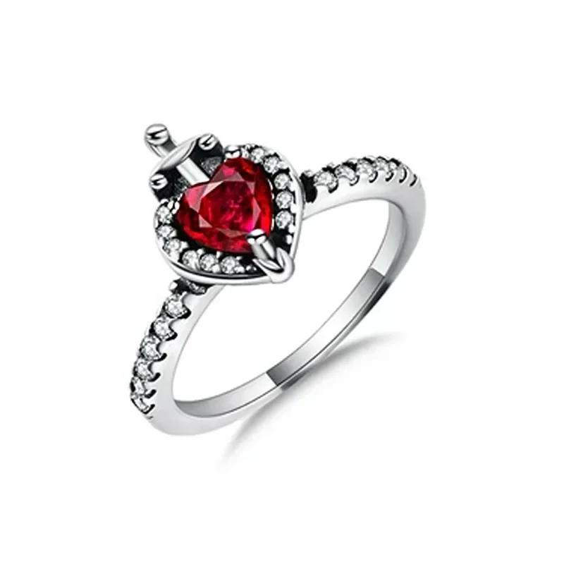 

Classic Shiny Red Jewelry 925 Silver Exquisite Heart-shaped Bowknot Ring Necklace Bracelet Women s Jewelry Party Gifts No Size