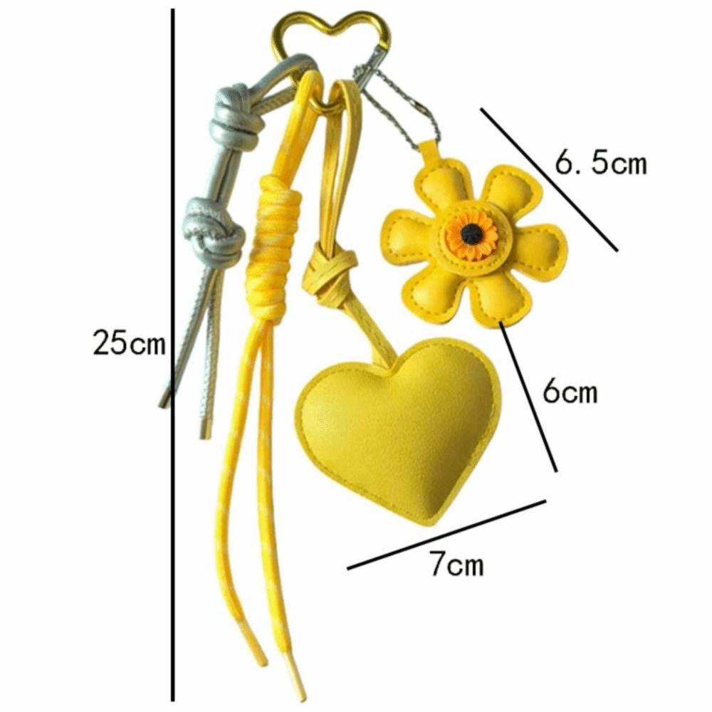 Handmade Sunflower Heart Keychain Key Ring Woven Lanyards Bag Charm Fresh Summer Style Keychain Hanging Accessories Women Bags
