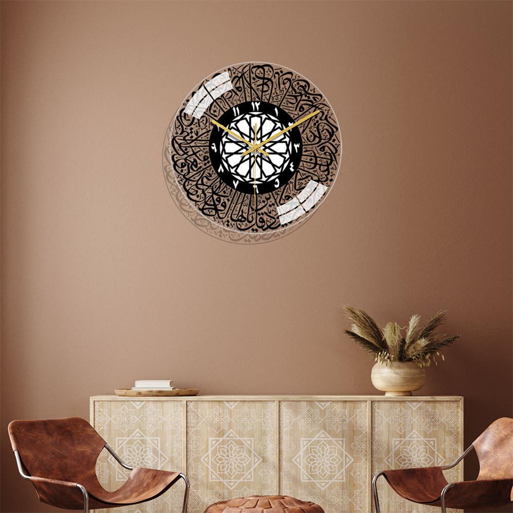 Silent Wall Clock Acrylic Three Dimensional Muslim Living Room Bedroom Dining Room Decoration
