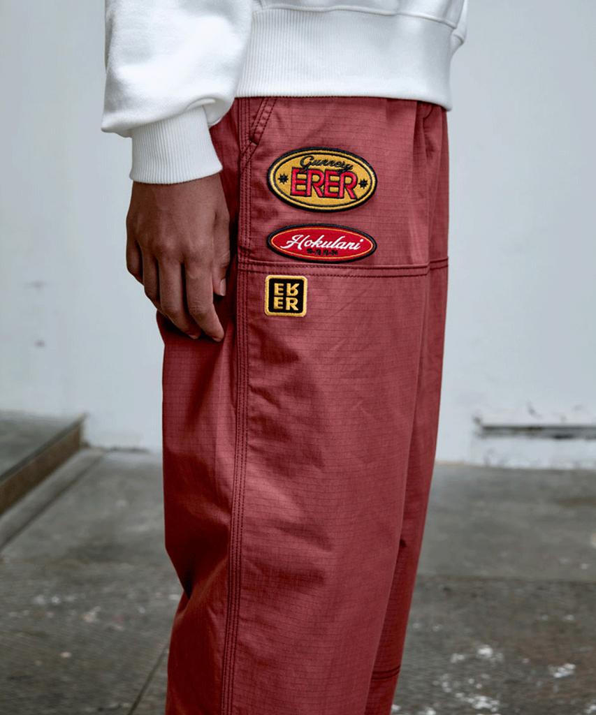 ERER Board Work Pants With Patch Detail Red