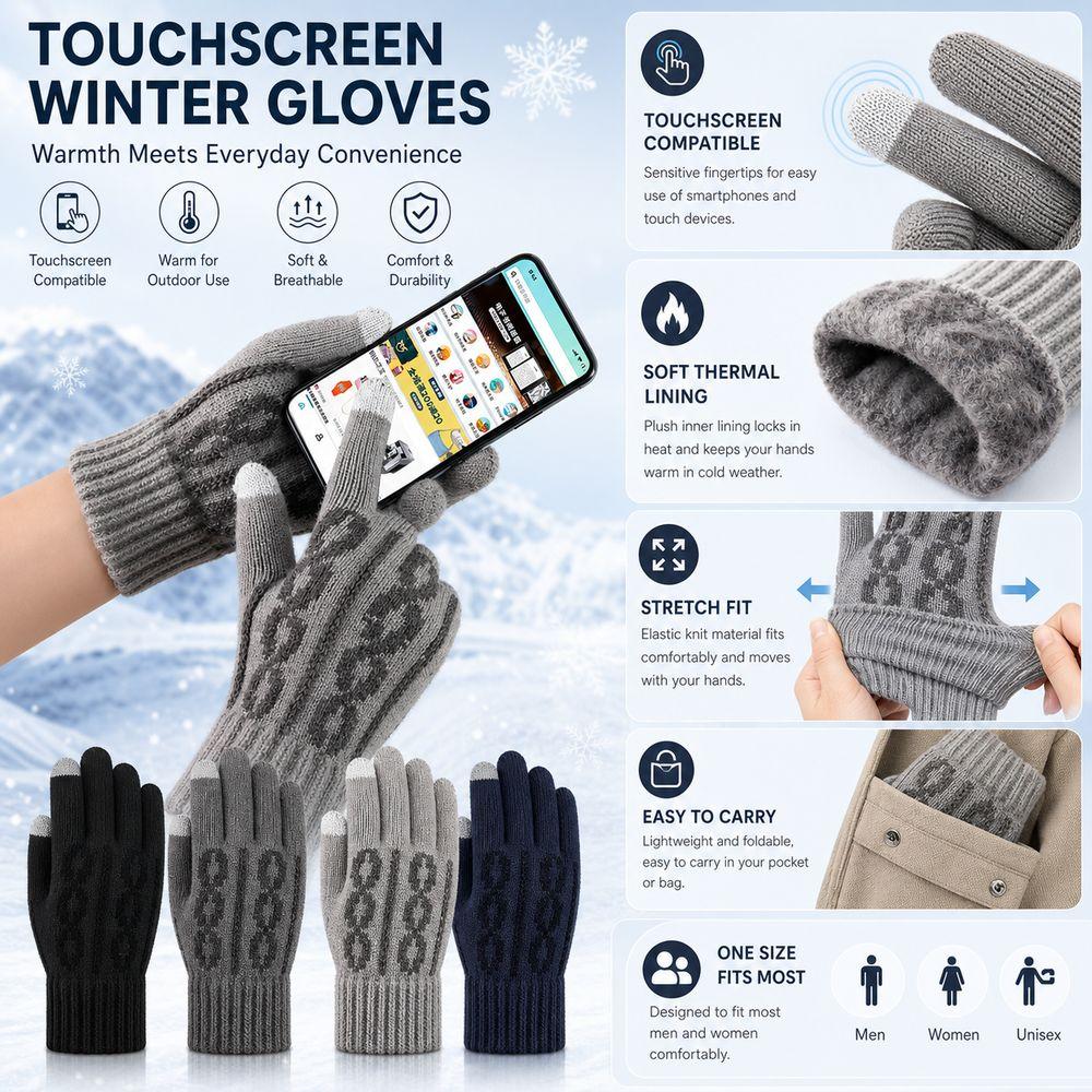Synthetic Fabric Winter Gloves Touchscreen Compatible hermal Gloves Outdoor Activities