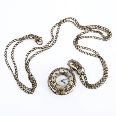 Neue Mode Vintage Taschenuhr Legierung Römische Zahl Doppelzeitanzeige Uhr Halskette Kette Uhren Geburtstagsgeschenke