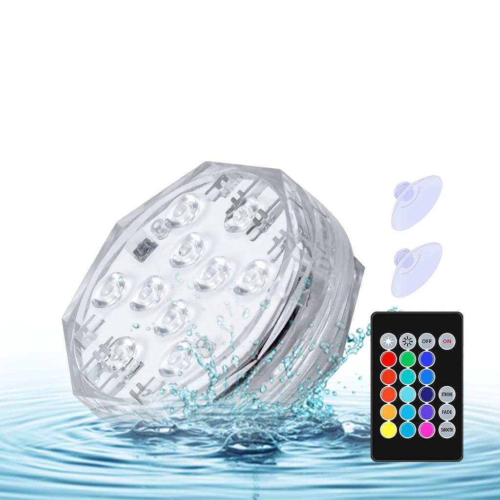 LED Pool Light 15 Colors Water Resistant RGB Submersible Pond Light Underwater Lamp with Remote Control for Outdoor Garden Decor
