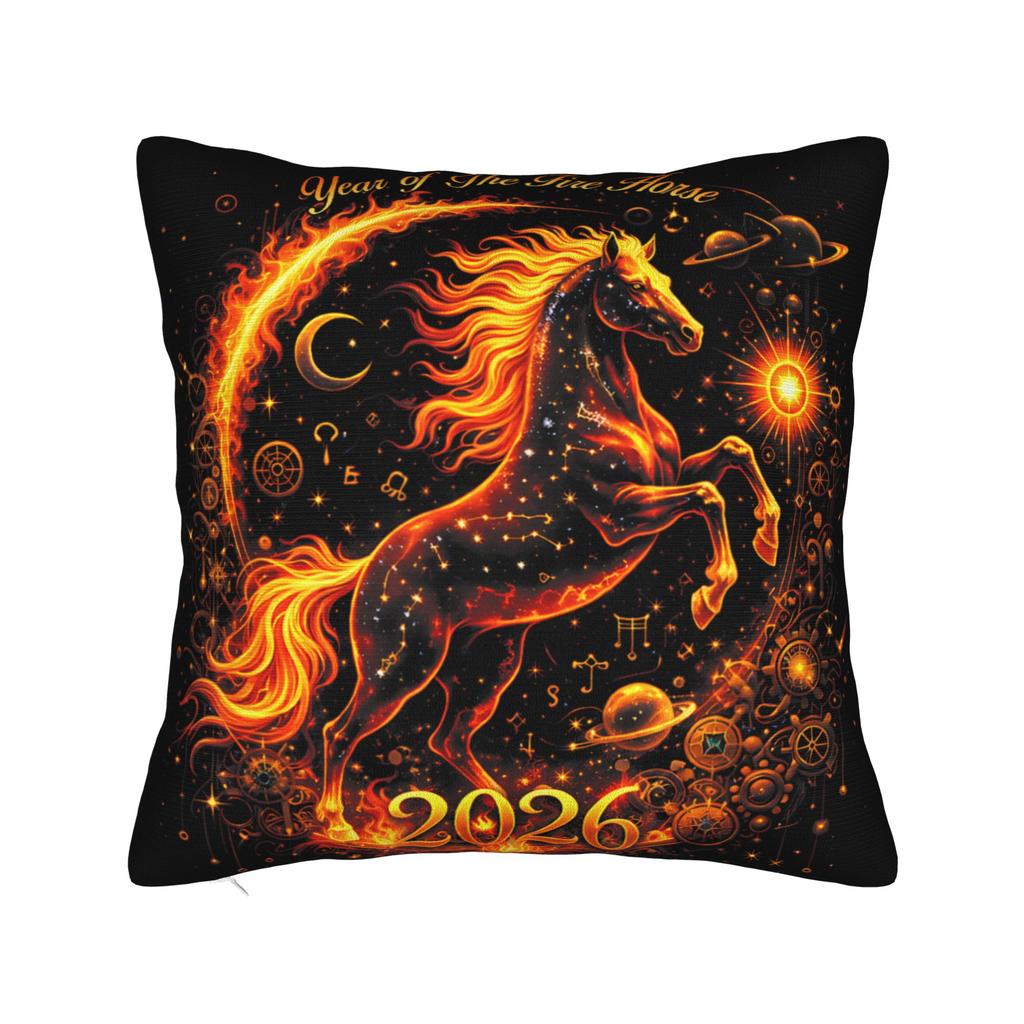 Years Of The Horse Lunar Zodiac Happy Chinese New Year Pillow Cover Pillow Case For Office Car Home Decor Pillowcases Gift