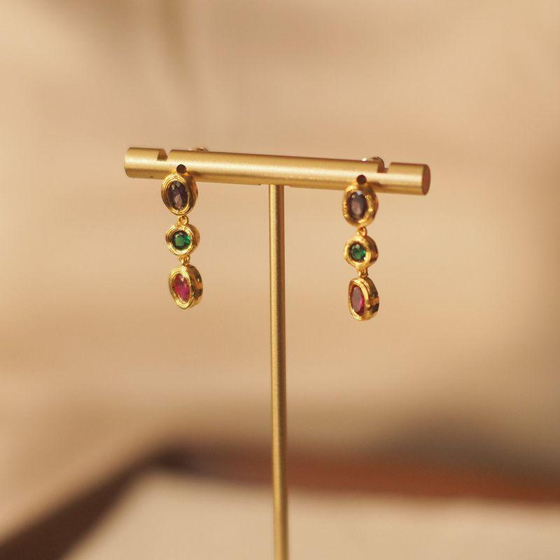 

Antique Style Multicolor Gem Colored Gems Frosted 925 Silver Pin Earrings Heavy Industry Fashion Vinage Jewelry Western Antique Earrings