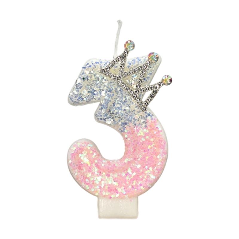 Birthday Candle Pink Crown Number Cake Candle,Birthday Cake Toppers Cupcakes Decorations Anniversary Celebrations Supplies