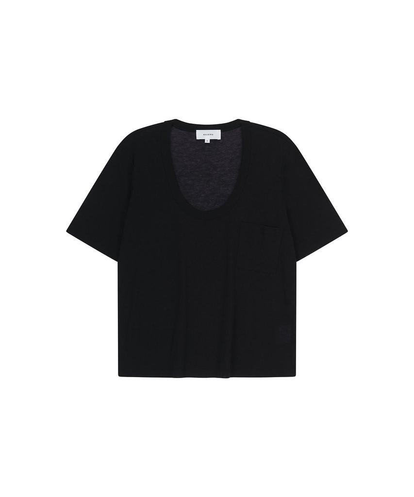 VIS A VIS Half Sleeved U Neck Tee Shirt (Black)