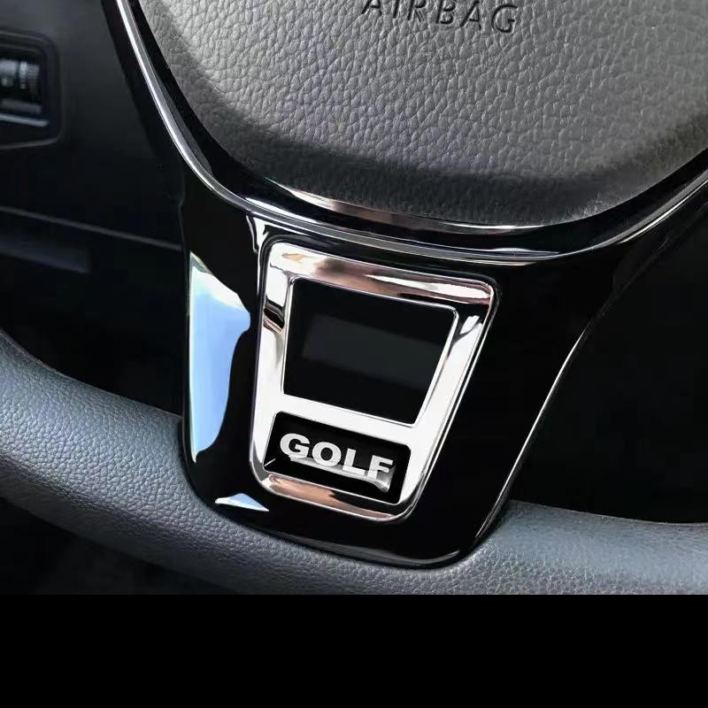 For VW 1pcs ABS Rline Logo Steering Wheel Badge Emblem Decorative Stickers For Volkswagen R Golf 5 6 MK7 Passat TROC GTI Tigua