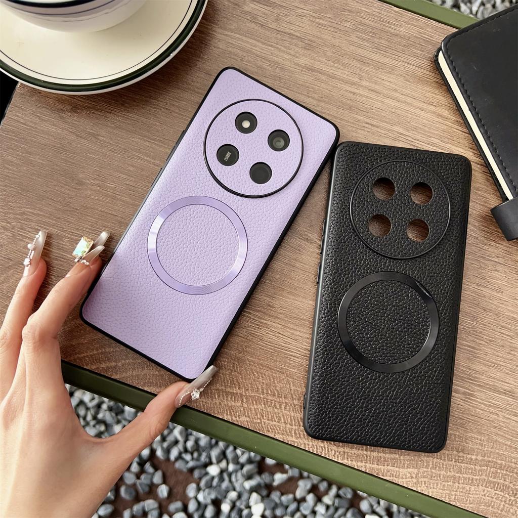 For Honor Magic7 Lite 5G/X9c 5G/X60 Pro 5G Magnetic Case Litchi Texture PU Leather + TPU Phone Back Cover