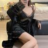 Sexy pajamas women's golden velvet autumn and winter lace with chest pad suspender nightdress hot pure desire style autumn