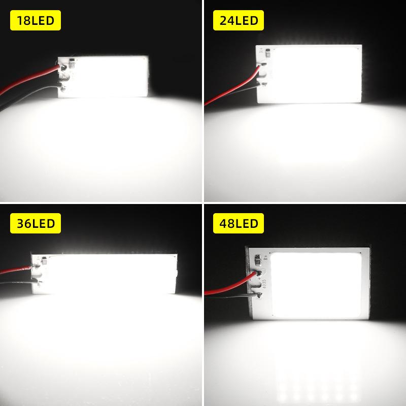 Car Interior Led Panel Light Kit Super Bright Cob Universal Adapters For Auto Dome Trunk Lighting Replacement